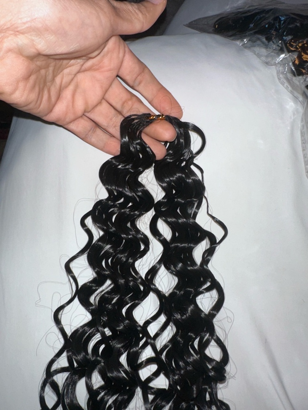 Black Deep Wave Feather Tip Crochet Braids, Pre-Looped, Soft, Curly Extensions - Picture 12 of 13